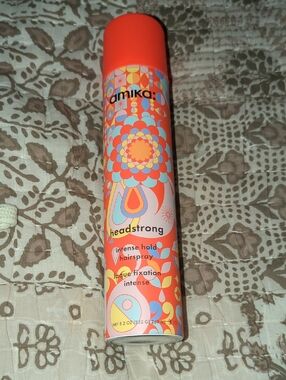 amika headstrong Intense Hold Hairspray - Orange with Multicolor Pattern
